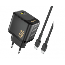 Tinklo įkroviklis 220V USB C 45W su laidu 1m pintas juodas Dudao A28C